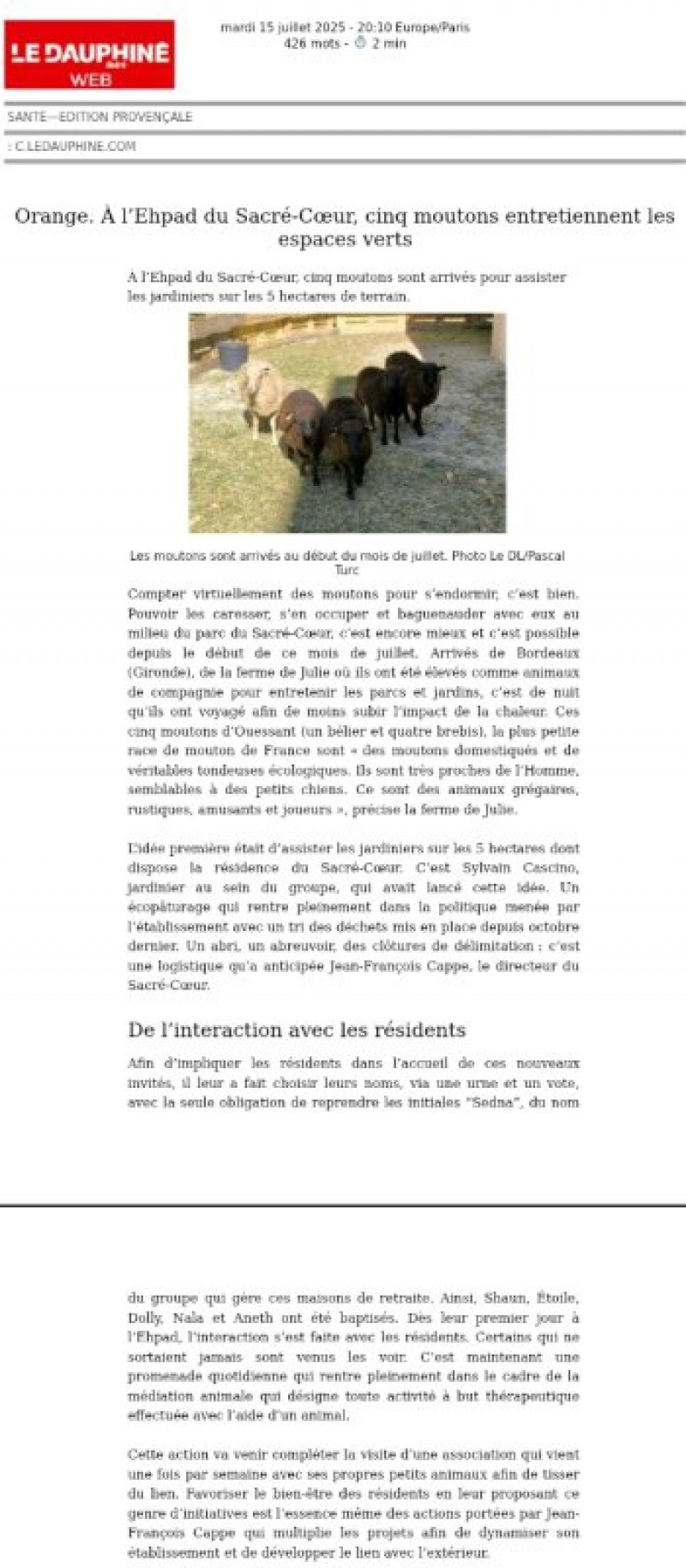 actualité EHPAD SEDNA