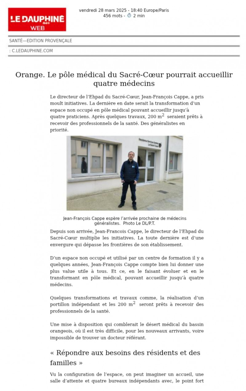 Focus sur le Pôle Médical dans Vaucluse Matin